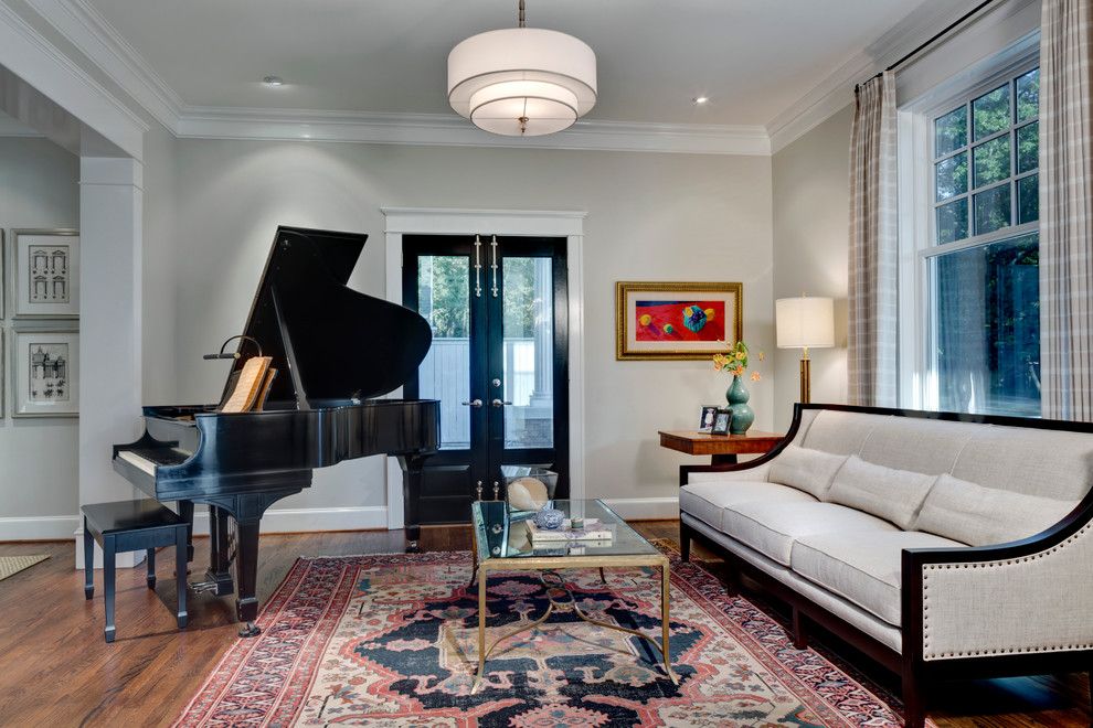 Sherwin Williams Naval for a Traditional Living Room with a Curtain Panels and University by Domiteaux + Baggett Architects, Pllc