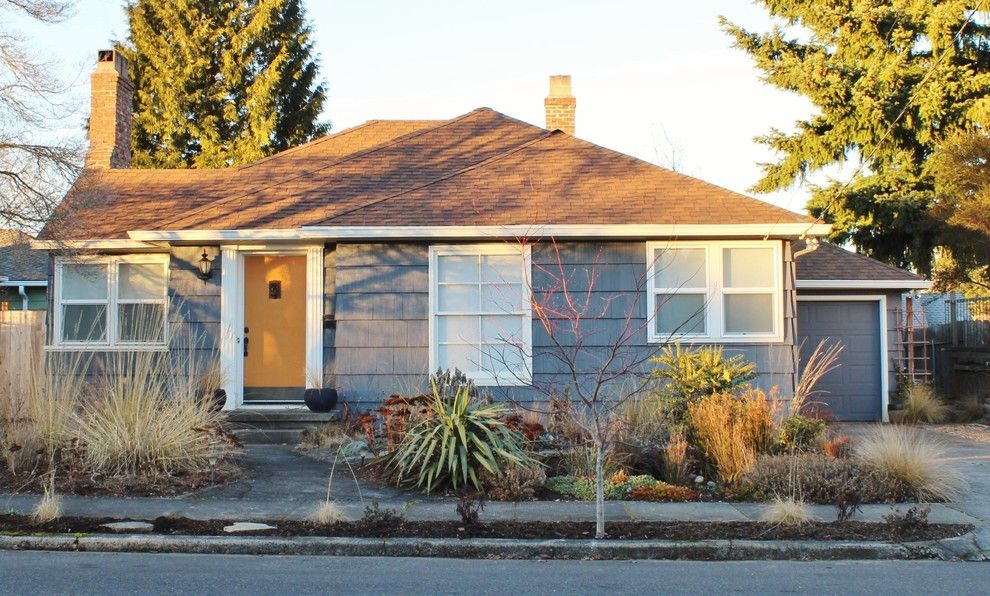 Sherwin Williams Peppercorn for a Traditional Exterior with a Front Yard Landscaping and Portland Art Deco Funk by Kimberley Bryan