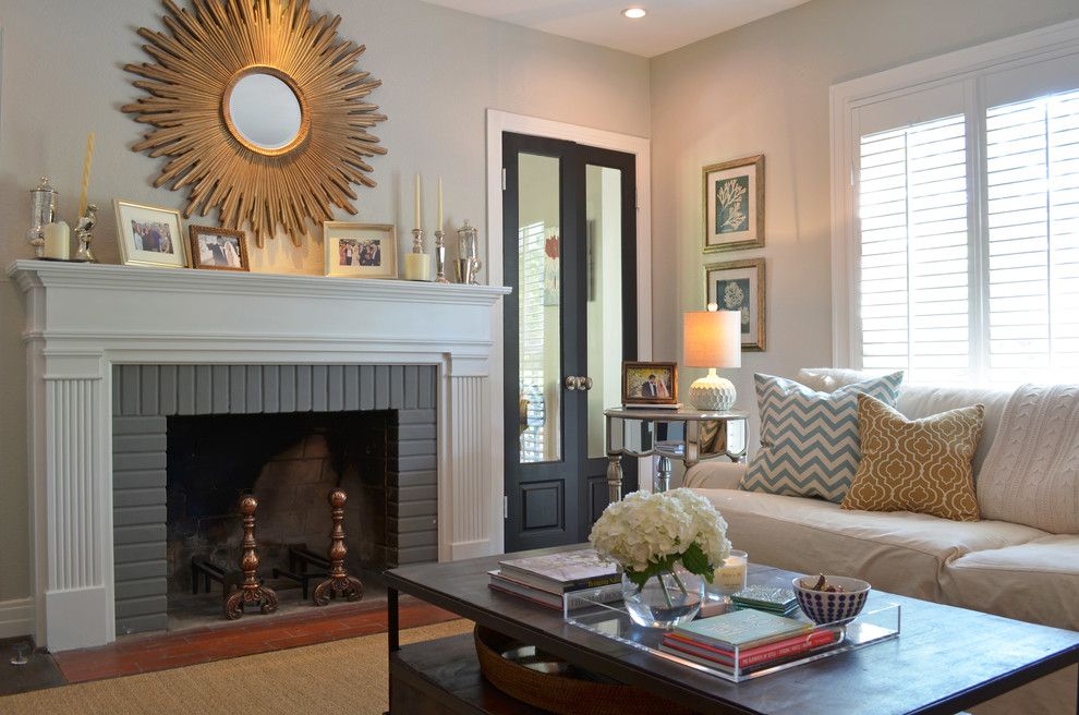 Sherwin Williams Repose Gray for a Traditional Living Room with a Gray and Dallas, Tx: Ross & Megan Brown by Sarah Greenman