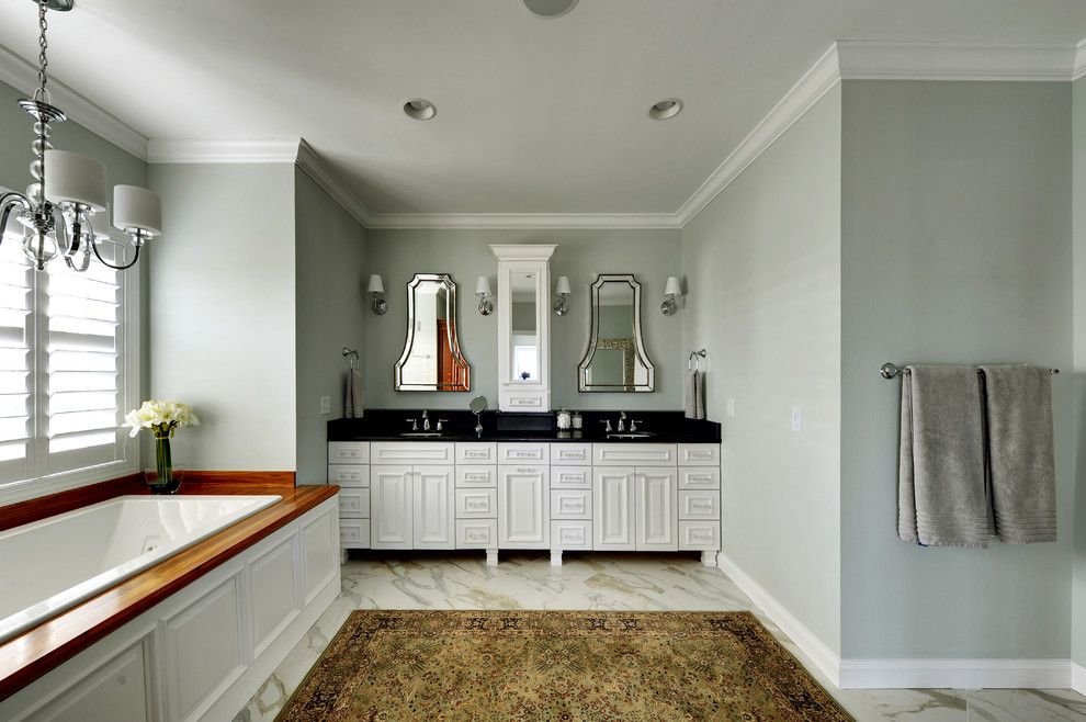Sherwin Williams Sea Salt for a Traditional Bathroom with a Bathroom Lighting and Owners Bath by Echelon Custom Homes