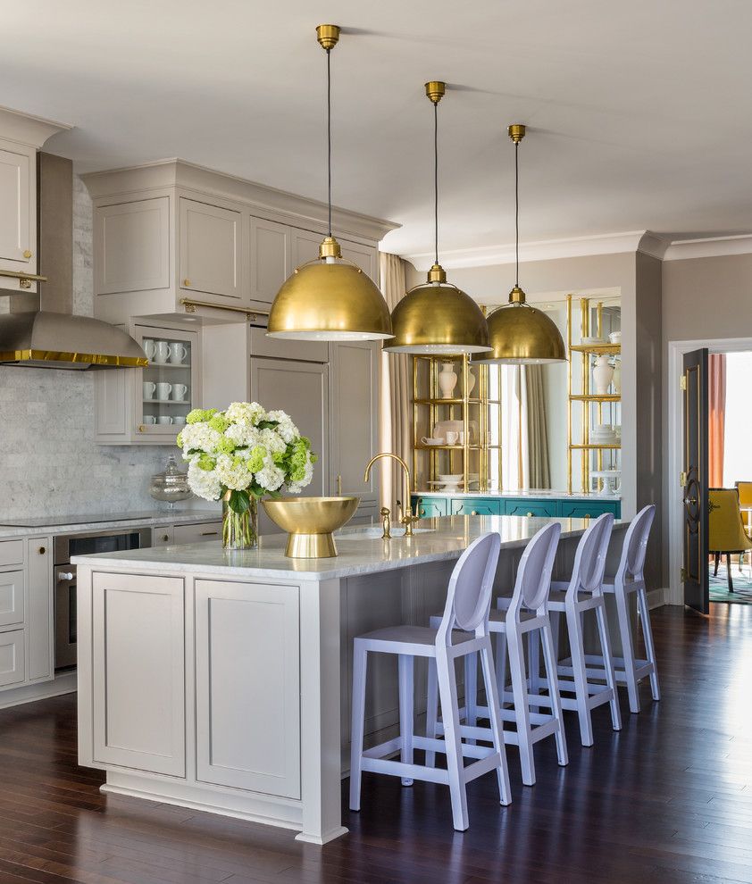 Sherwin Williams Silvermist for a Transitional Kitchen with a Natural Light and Riverside Penthouse by Tobi Fairley Interior Design