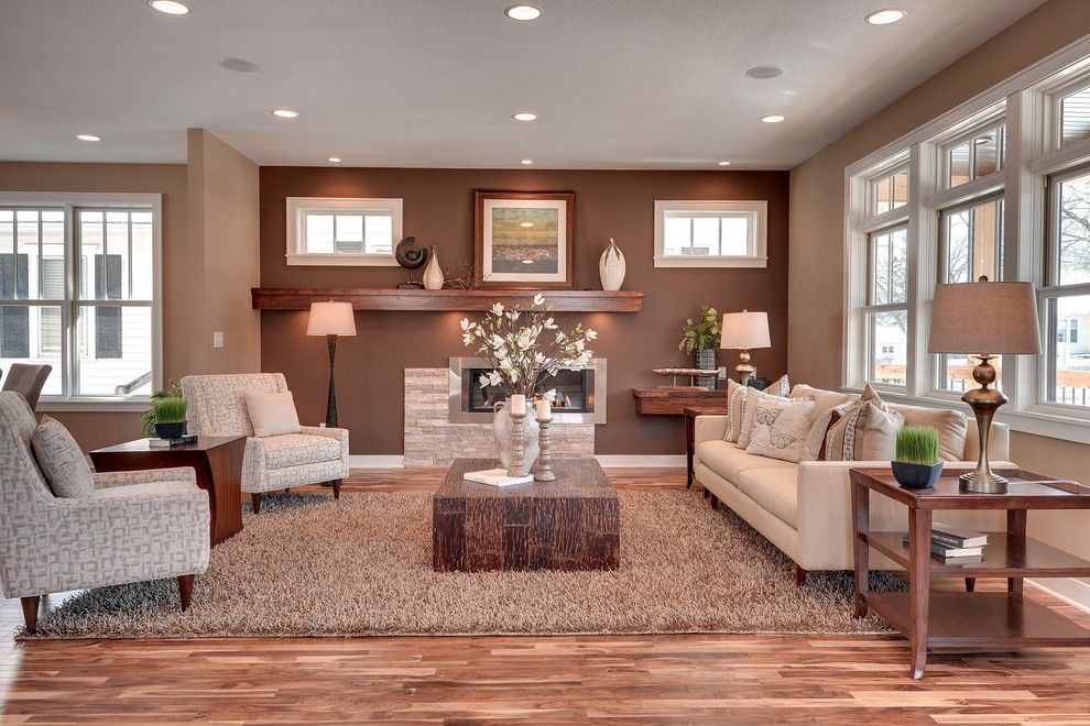 Sherwin Williams Softer Tan for a Transitional Living Room with a Area Rug and 53rd & Drew Ave   Minneapolis Fulton Neighborhood by Sustainable Nine Design + Build