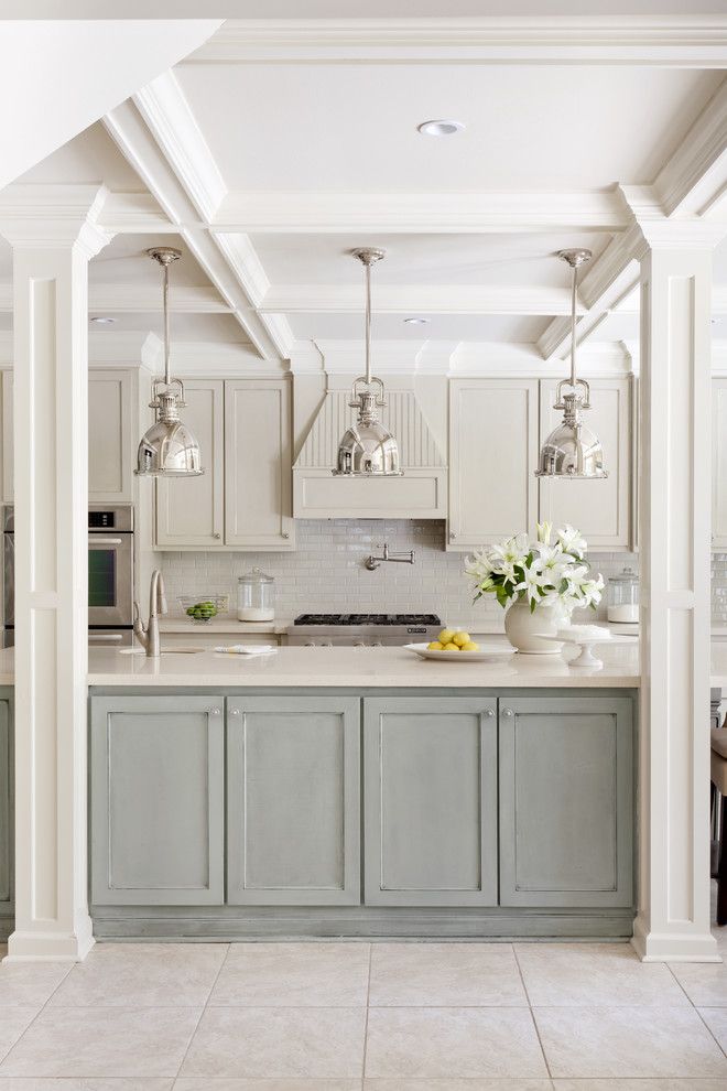 Sherwin Williams Stain Colors for a Transitional Kitchen with a Frame and Panel and Pleasant Valley by Tobi Fairley Interior Design