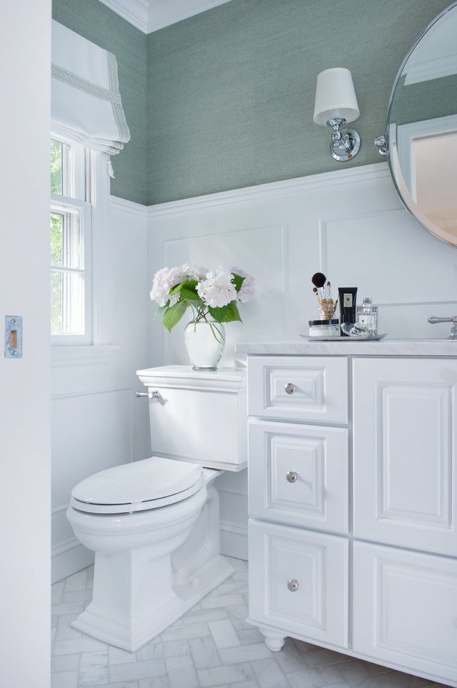 Shiloh Cabinetry for a Traditional Bathroom with a Carrara Marble and Bathroom Remodels by Schloegel Design Remodel