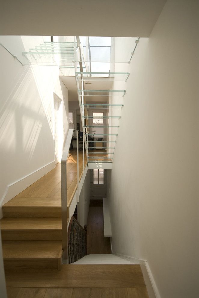 Shotgun Houses for a Contemporary Staircase with a Glass and Luis Trevino Architects by Luis Trevino Architects