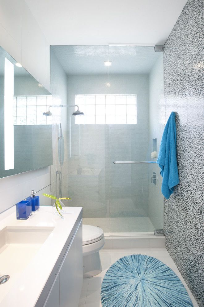 Shower Doors and Enclosures for a Contemporary Bathroom with a Modern Design and a Modern Miami Home by Dkor Interiors Inc.  Interior Designers Miami, Fl