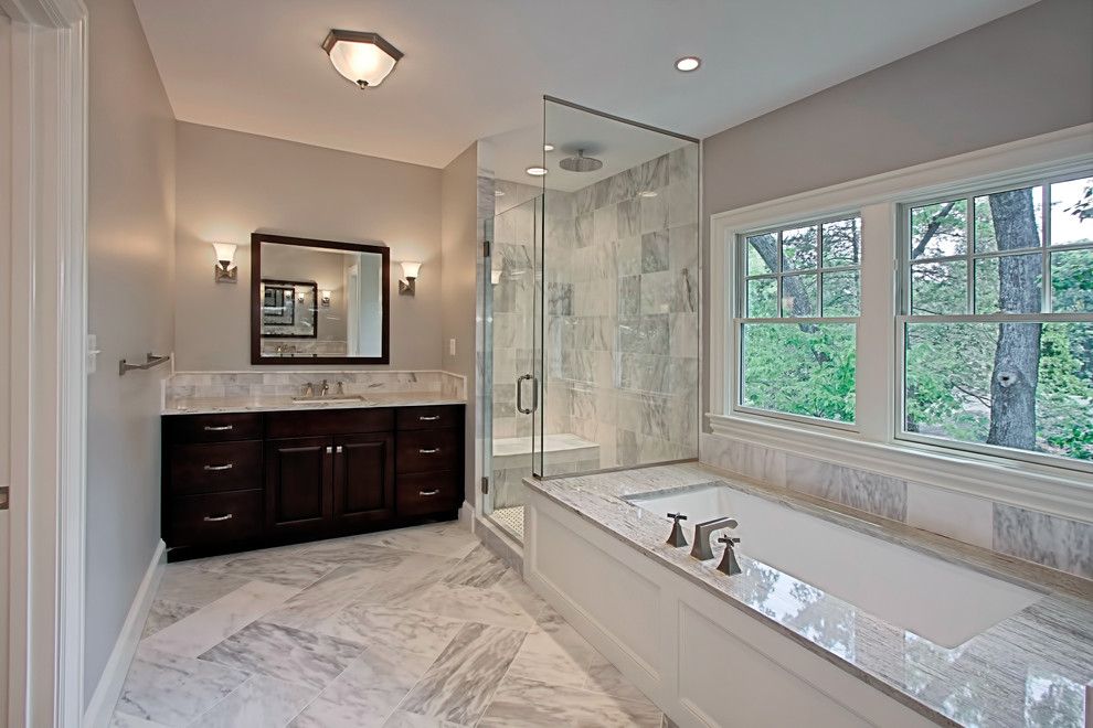 Shower Doors and Enclosures for a Traditional Bathroom with a Bathroom and Kitchen Remodel ~ Alexandria, Va by Ferguson Bath, Kitchen & Lighting Gallery