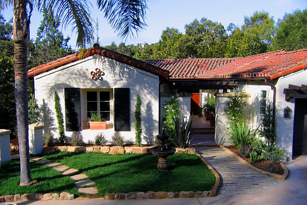 Shutterbug Santa Rosa for a Mediterranean Exterior with a White Stucco and Spanish Style Roof and Charming Spanish Revival Home in Montecito, California by Santa Barbara Home Design