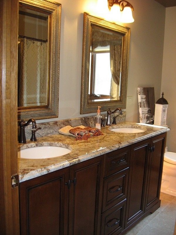 Sienna Bordeaux Granite for a Traditional Bathroom with a Full Overlay and Custom Cabinetry Projects by Christopher Jenkins