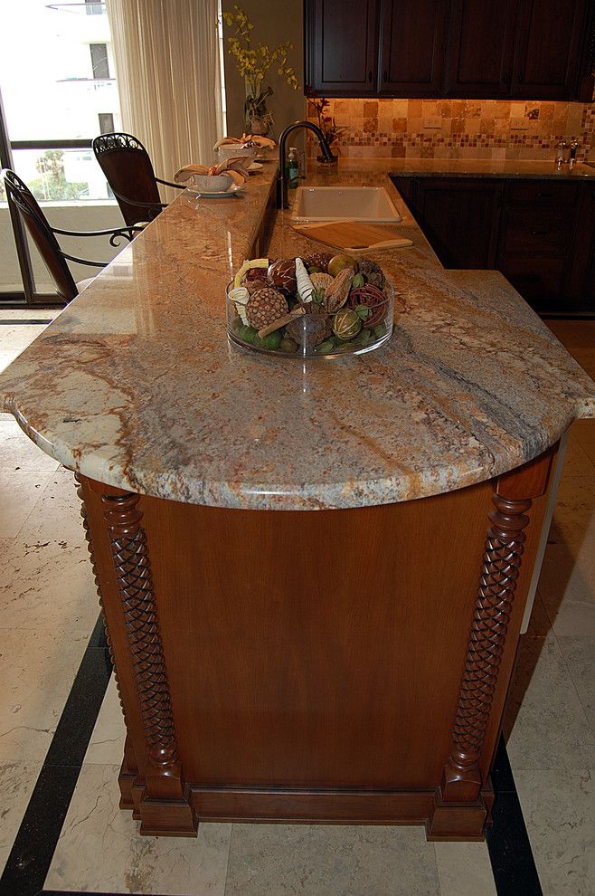 Sienna Bordeaux Granite for a Tropical Kitchen with a Tropical and Beachside Condo by Bee Studios Design Build Group  Brooke Eversoll