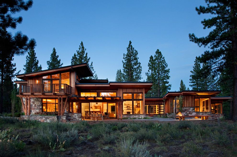 Sierra Pacific Windows for a Rustic Exterior with a Sloped Ceiling and Exterior 02 by Ryan Group Architects