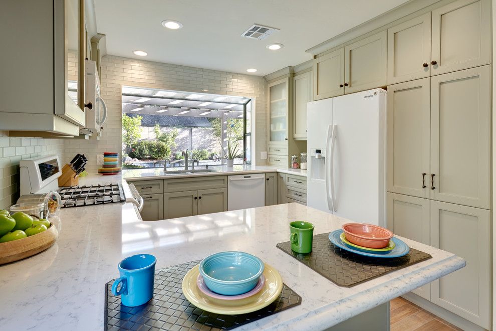 Silestone Lagoon for a Traditional Kitchen with a Silestone and Gold River Fun Classic. Nar Fine Carpentry. Sacramento. El Dorado Hills by Nar Fine Carpentry, Inc./design.build.cabinetry