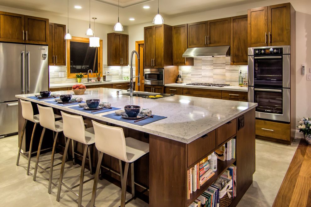 Silestone Lyra for a Transitional Kitchen with a Cooktop and Cupertino Contemporary Ranch Remodel by Studio S Squared Architecture, Inc.