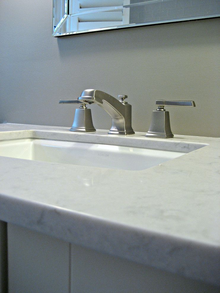 Silestone Quartz for a Traditional Bathroom with a Kohler Archer Undermount Sink and Hallway Bathroom by Involving Color and Home