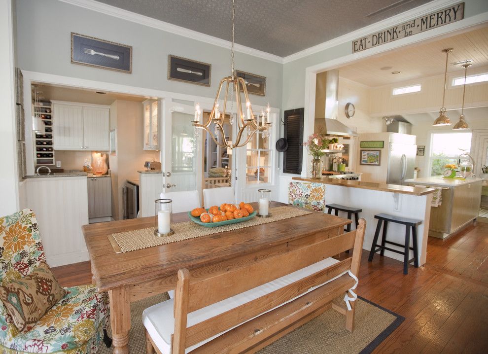 Silver Sage Paint for a Farmhouse Kitchen with a Chandelier and Austin Modern Farmhouse by Van Wicklen Design