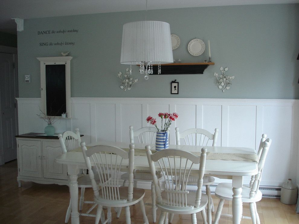 Silver Sage Paint for a Shabby Chic Style Dining Room with a Plate Height and Restyled Home by Restyled Home