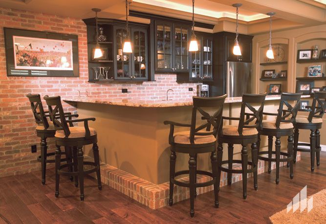 Silverado Building Materials for a  Home Bar with a Accent Wall and Accent Wall Using the Color, Englishpub Thin Brick. by Silverado Building Materials