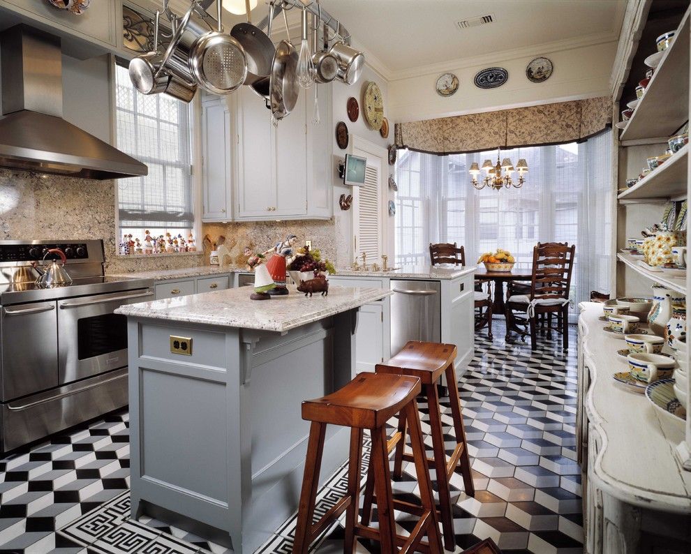 Singing River Electric for a Traditional Kitchen with a Counter Stools and River Oaks Townhouse by Ike Kligerman Barkley