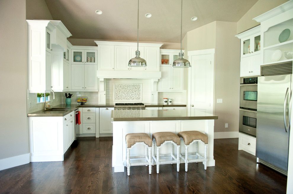 Sita Tile for a Traditional Kitchen with a Glass Cabinet Doors and Hidden Springs by Sita Montgomery Interiors