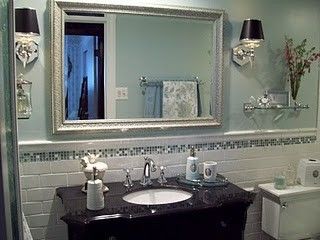 Small Bathroom Makeovers for a Traditional Bathroom with a Small Bathroom and Small Bathroom Makeover   Spa Blue by Tennischik