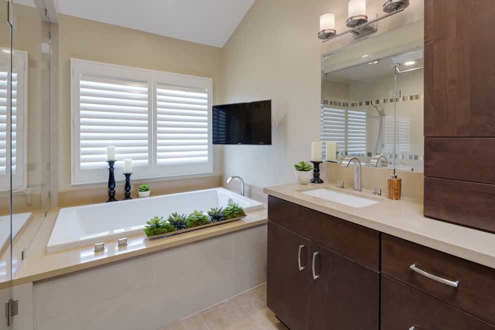 Small Bathroom Makeovers for a Transitional Bathroom with a Open Floor Plan and Irvine Ca by Ferguson Bath, Kitchen & Lighting Gallery