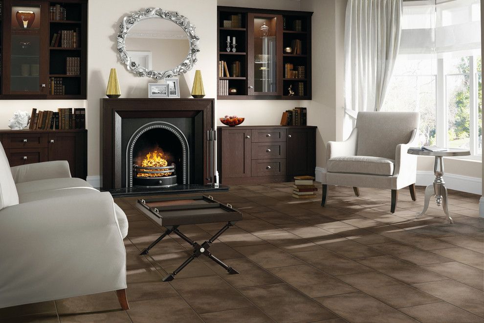 Smokey Mountain Tops for a Contemporary Living Room with a Dark Flooring and Living Room by Carpet One Floor & Home