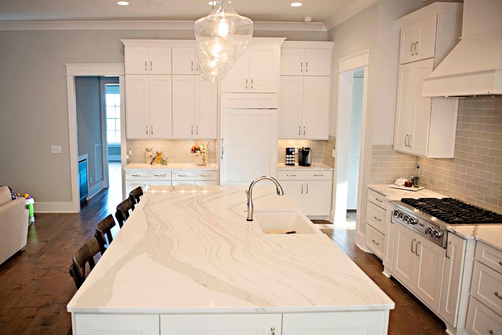 Smokey Mountain Tops for a Transitional Kitchen with a White Kitchen and Brittanicca Beauty by Smokey Mountain Tops