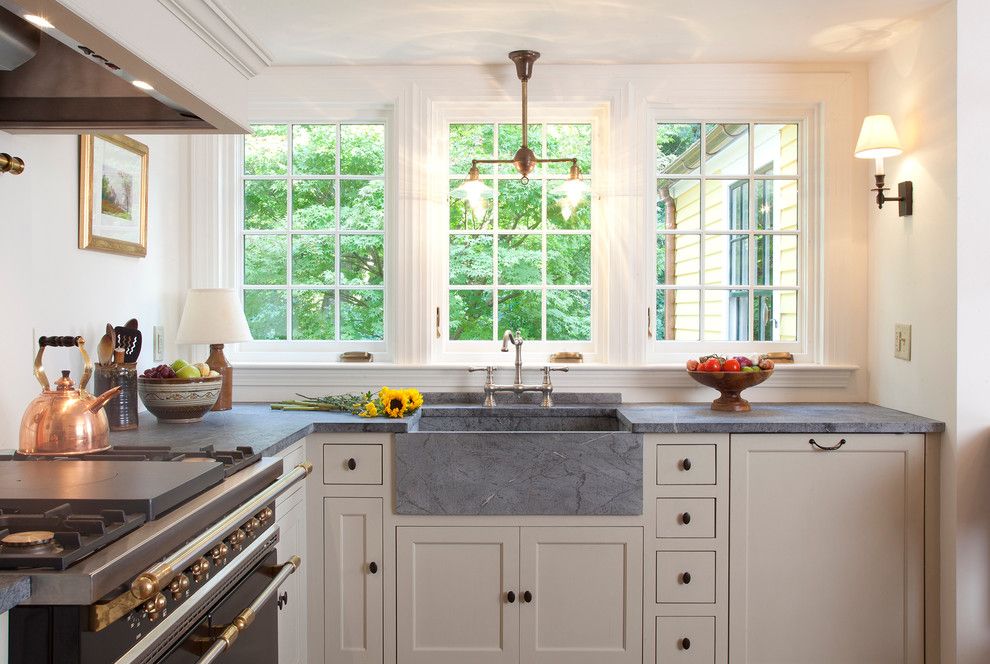 Soap Stone for a Traditional Kitchen with a French Windows and South Shore Gambrel by Frank Shirley Architects