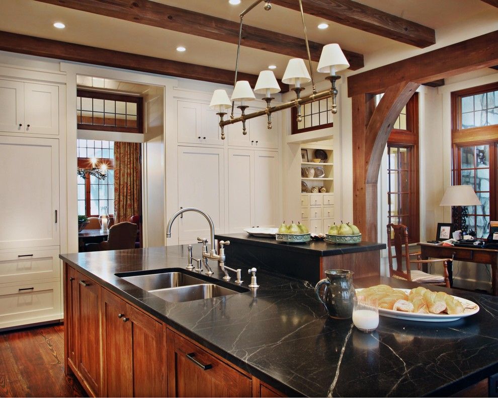 Soapstone for a Rustic Kitchen with a Stainless Steel Sink and Landrum Sc Residence by the Belding Group, Inc