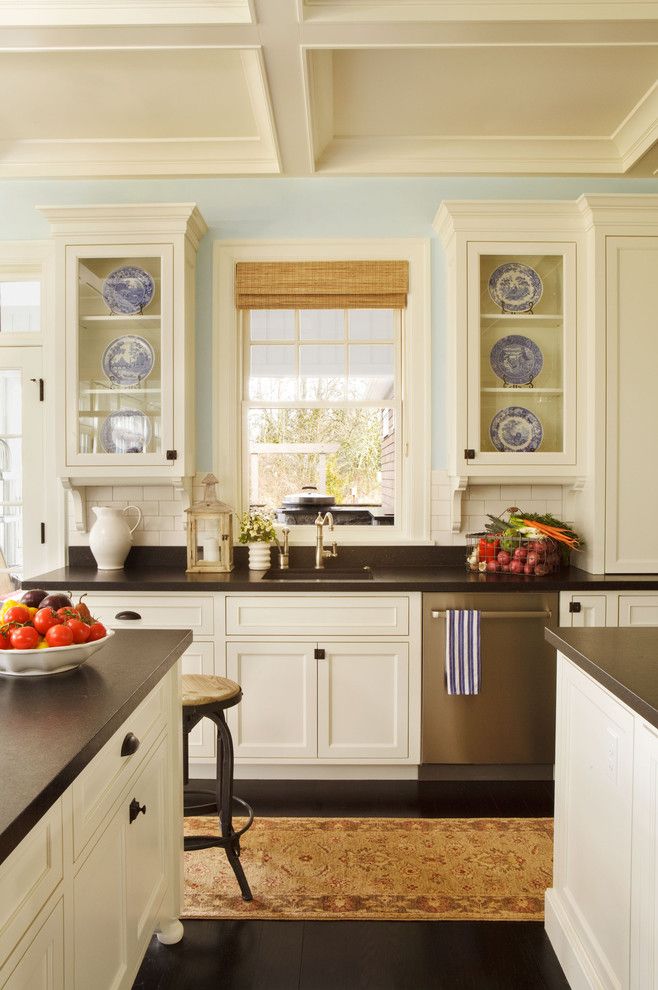 Soapstone vs Granite for a Traditional Kitchen with a White Kitchen and Camelia Court by Garrison Hullinger Interior Design Inc.