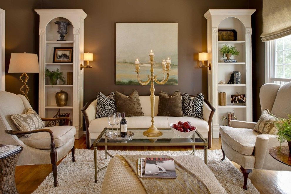 Sofa Mart for a Traditional Family Room with a White Small Bookshelves and Mccroskey Interiors by Mccroskey Interiors