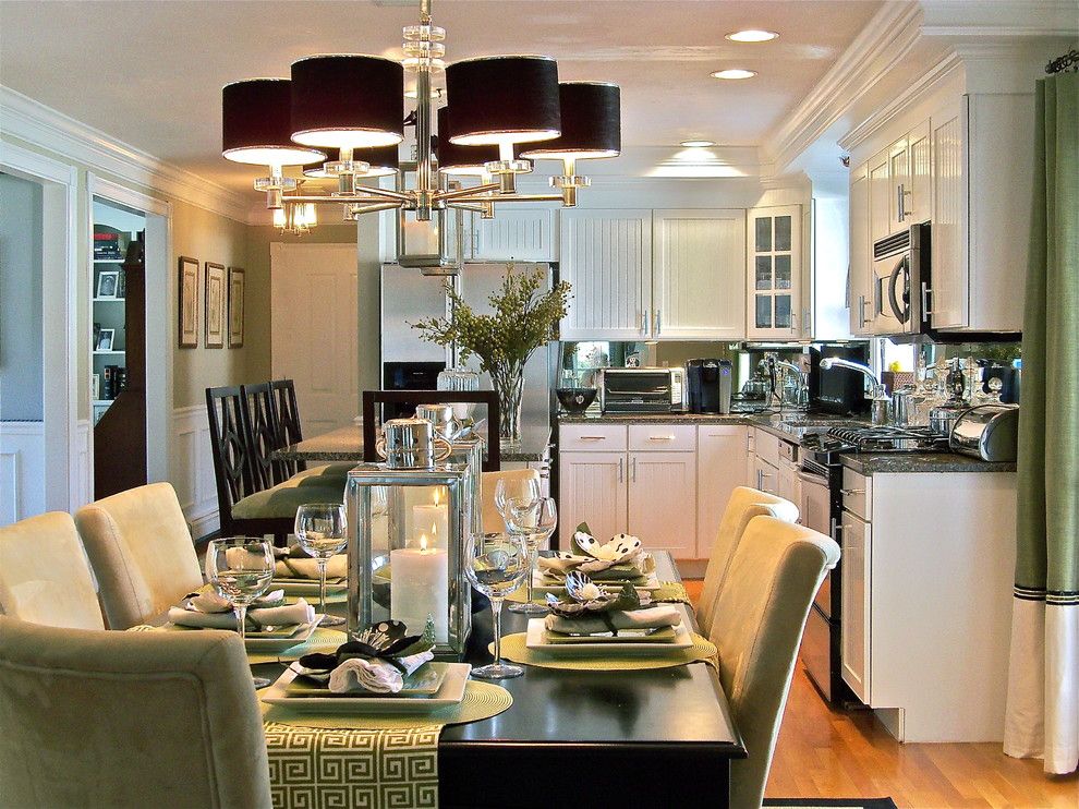 South Dade Lighting for a Traditional Kitchen with a Black Chandelier Shades and Portfolio by South Shore Decorating