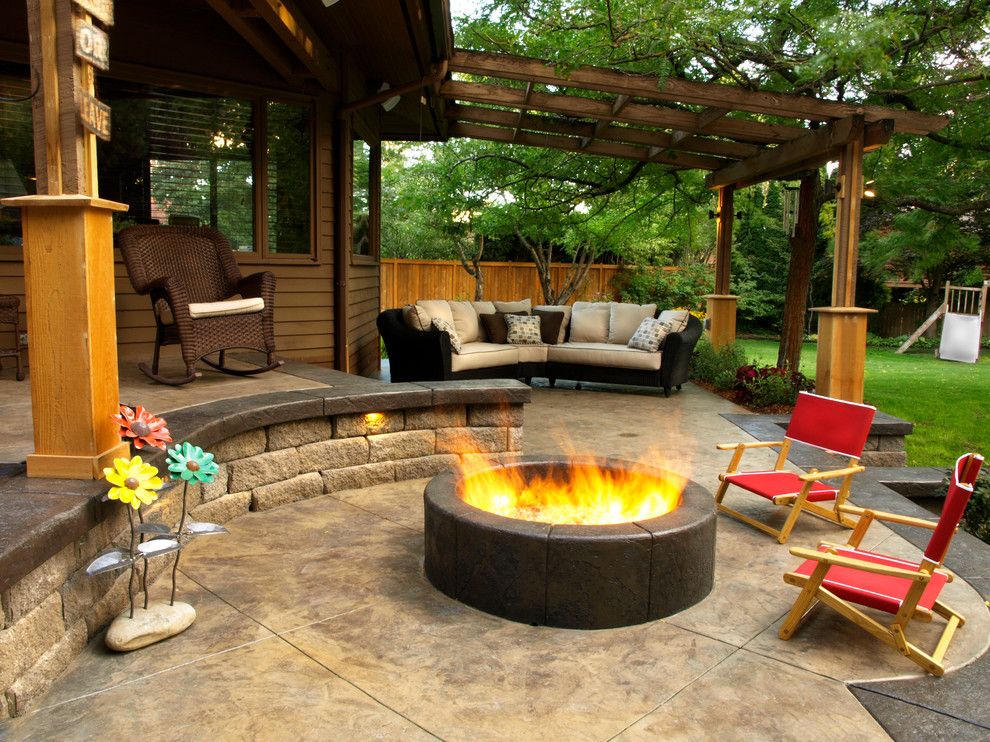 Stained Concrete Patio for a Contemporary Patio with a Bbq and Outdoor Rooms by Land Expressions Llc