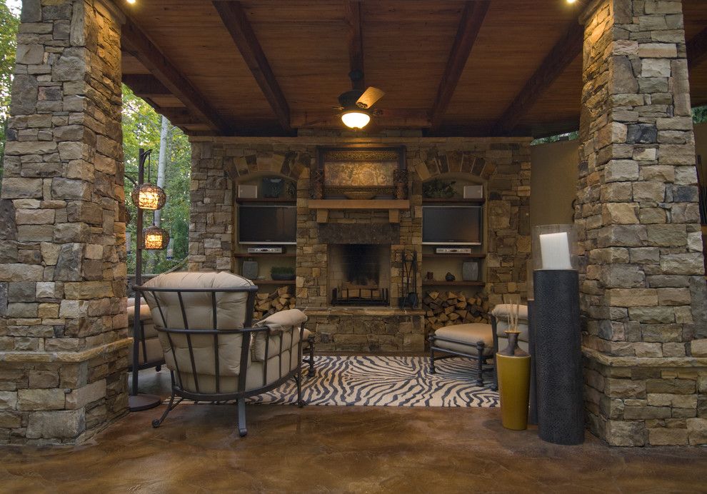 Stained Concrete Patio for a Contemporary Patio with a Built in and Pool House by Castro Design Studio