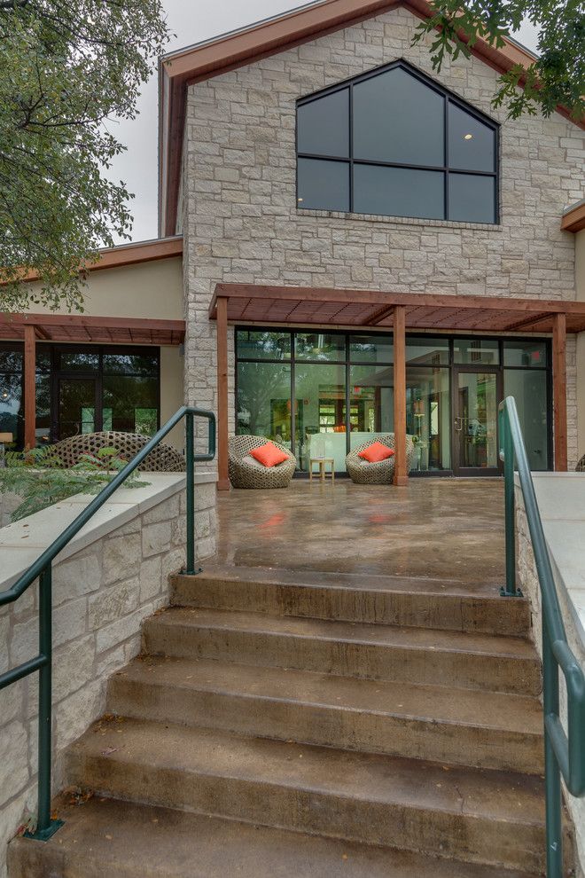 Stained Concrete Patio for a Traditional Patio with a Concrete Stairs and Great Hills Clubhouse by Greenbelt Construction