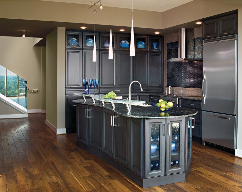 Staining Brick for a Contemporary Kitchen with a Stainless Hood and Kitchen Cabinets by Capitol District Supply