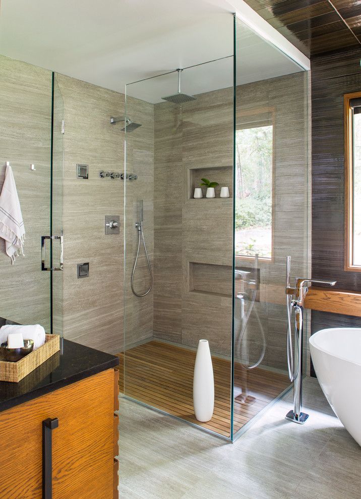 Starfire Glass for a  Spaces with a Specialty Tile and a Sharp Bathroom by Rabaut Design Associates, Inc.