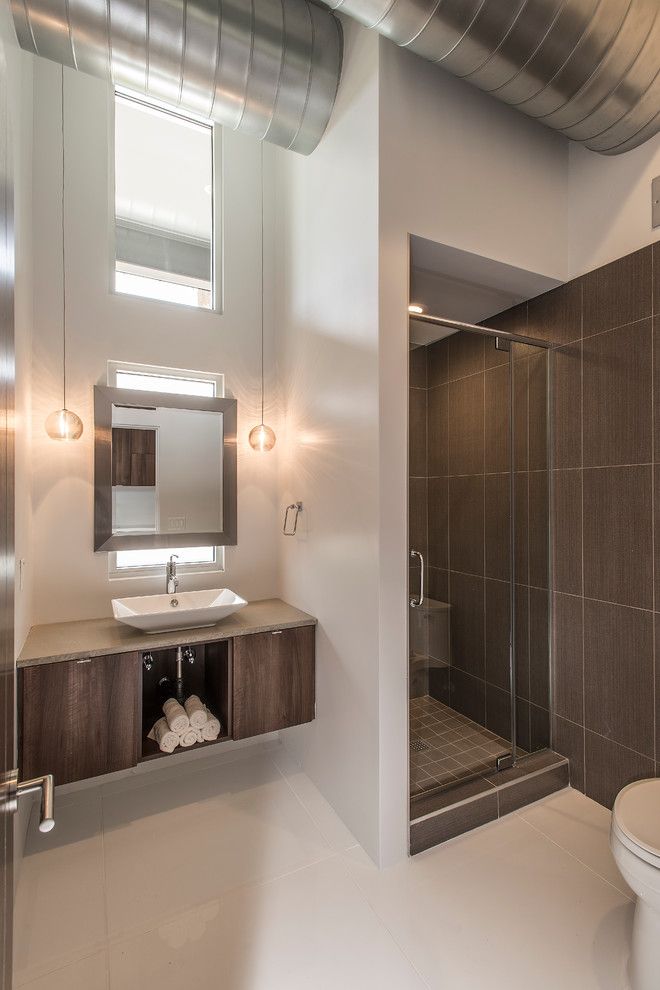 Starion for a Contemporary Bathroom with a Wood Cabinets and Contemporary Interiors by Starion Custom Residences