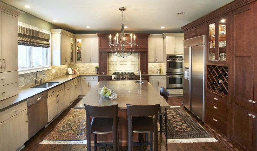 Starmark Cabinets for a Contemporary Kitchen with a Island Lighting and Elmhurst Kitchen by Kristin Petro Interiors, Inc.