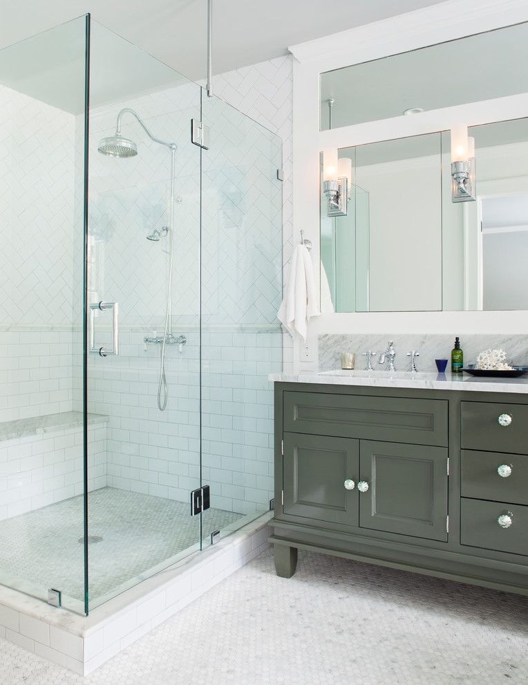 Stowers Furniture for a Traditional Bathroom with a Shower Bench and Interiors by Jeff Herr Photography