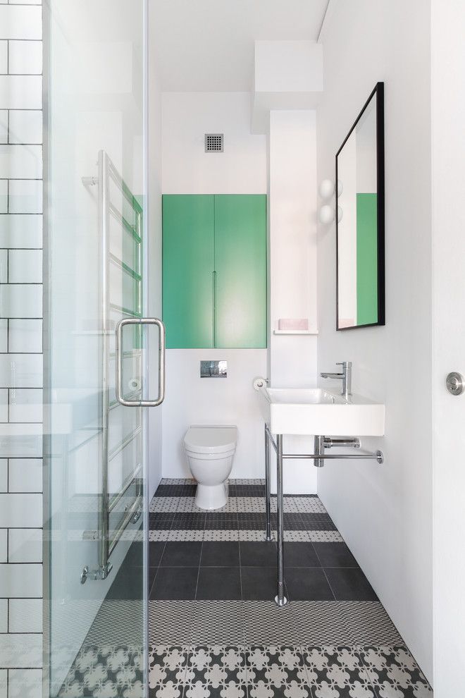 Subway Tile Patterns for a Scandinavian Bathroom with a Loft Wc and London Loft by Cloud Studios Ltd