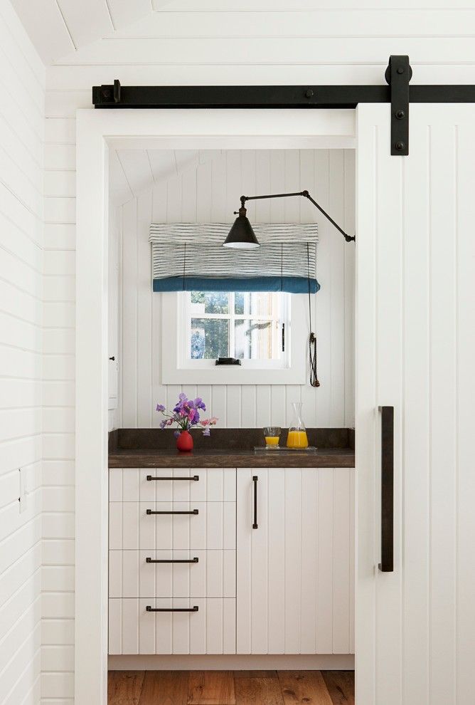 Sun Valley Bronze for a Contemporary Kitchen with a White Walls and Jasper Mountain Retreat by Leverone Design, Inc.