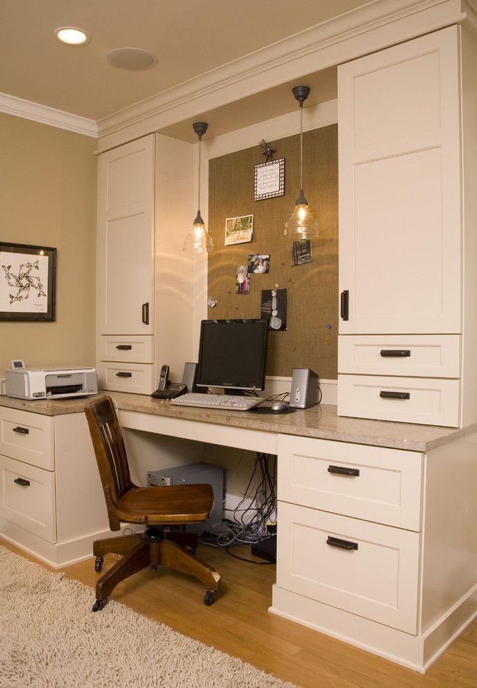 Sun Valley Bronze for a Traditional Home Office with a Pendant Lighting and Home Office Computer Room by Kayron Brewer, Ckd, Cbd / Studio K B