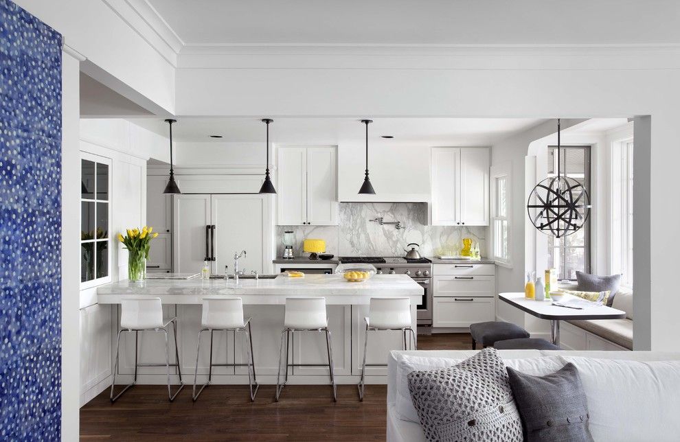 Sun Valley Bronze for a Traditional Kitchen with a Thick Countertop and Pemberton Addition/renovation by Tim Cuppett Architects