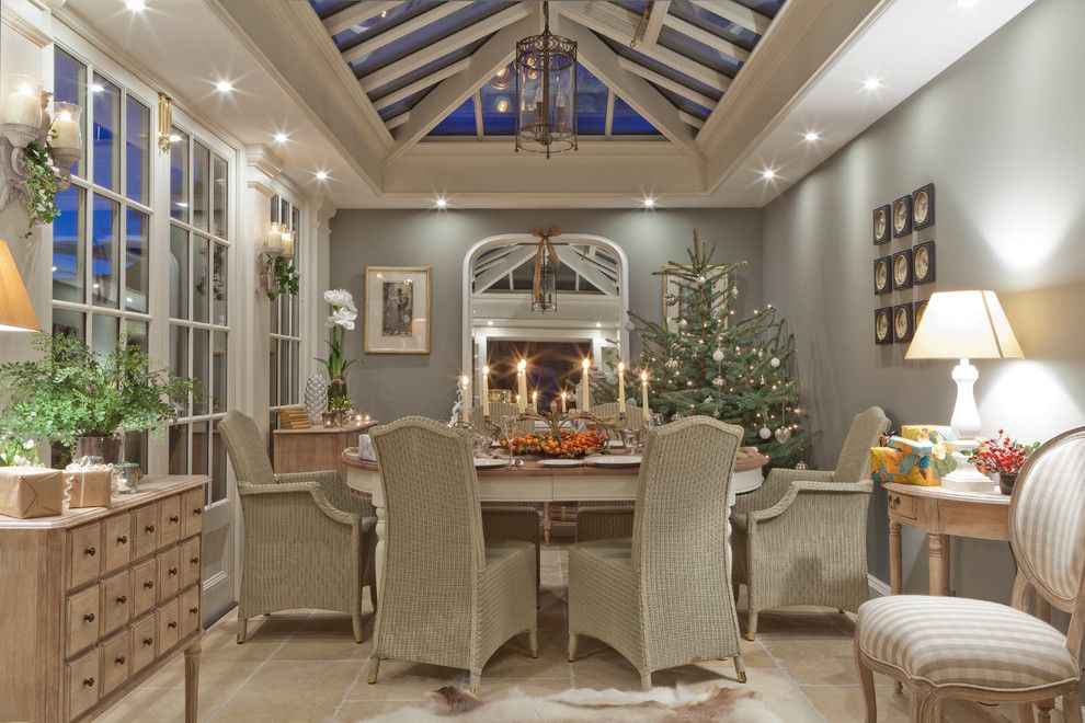 Sunroom Decorating Ideas for a Traditional Sunroom with a Night Lighting and Christmas in a Conservatory by Vale Garden Houses