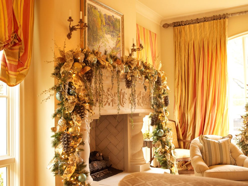 Sunroom Decorating Ideas for a Victorian Living Room with a Yellow and Christmas Interior by Regina Gust Designs