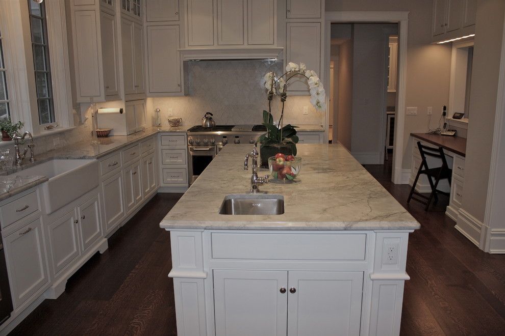 Super White Quartzite for a Traditional Kitchen with a Marble Like Stone and Armonk, Ny by La Pietra Tile & Stone