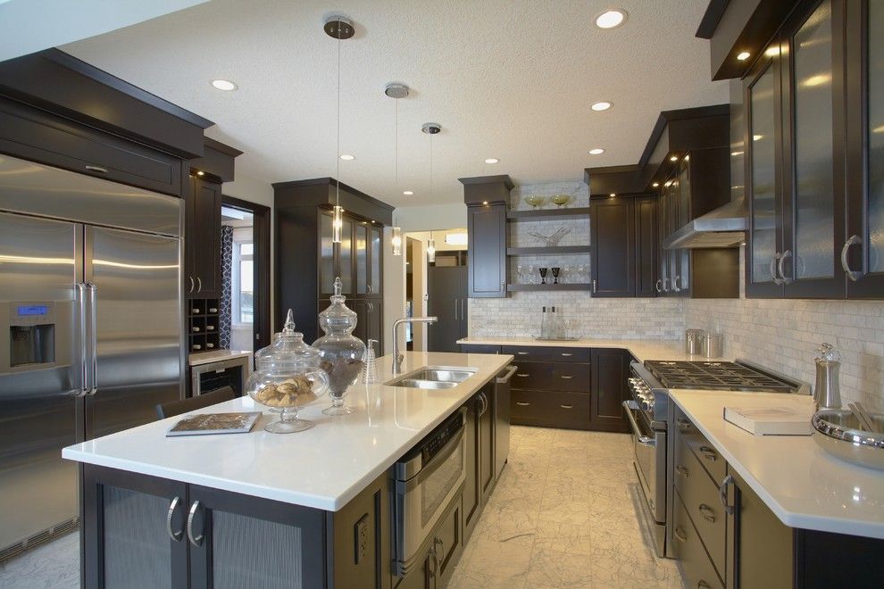 Supersod for a Contemporary Kitchen with a Tile Kitchen Backsplash and Amara by Superior Cabinets