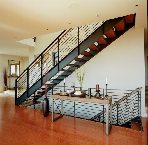 Swenson Granite for a Modern Staircase with a Recessed Lighting and Rhodes Architecture + Light by Rhodesarchitecture