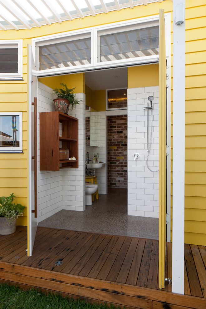 Teddy Bear Pools for a Eclectic Bathroom with a Transom Windows and Dulwich Hill House by Studio 74